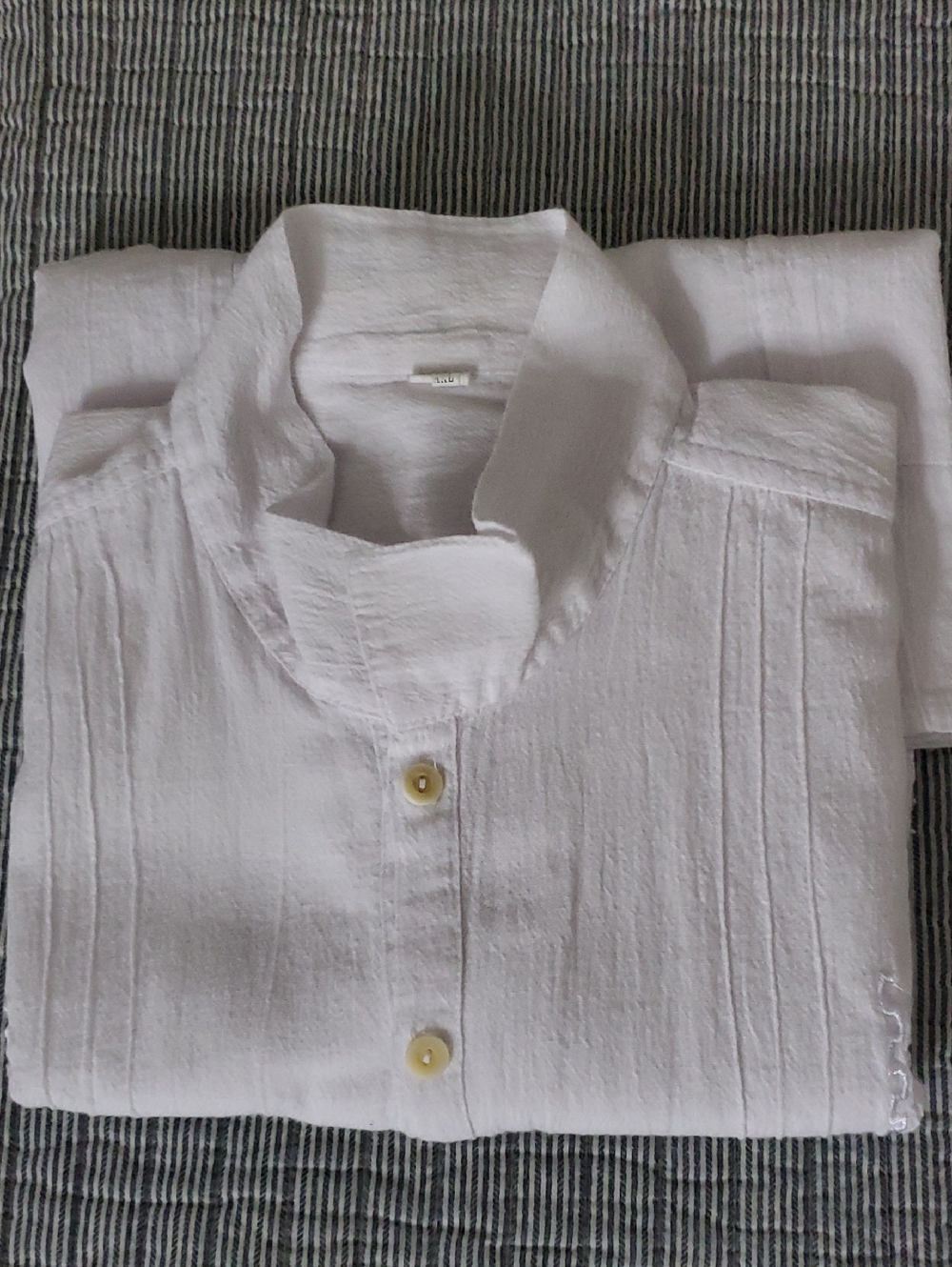 Men's White Casual Button-Down Linen-Blend Shirt